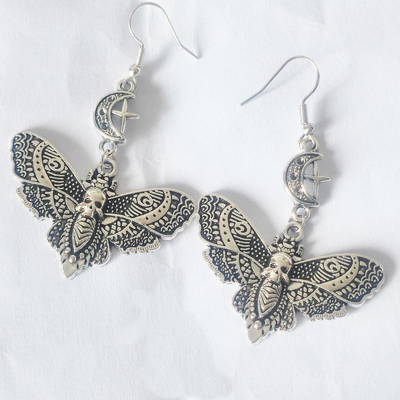 Hot Selling Gothic Punk Retro Skull Moth Moon Cross Earrings