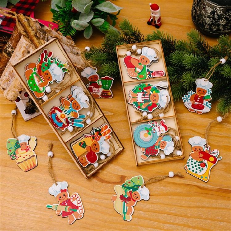 Artistic Wood Gingerbreads Man Ornament Delicate Wood Gingerbreads Man Hanging Ornament Charm For Family Holiday Fun