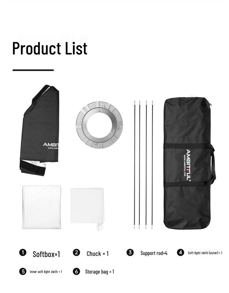 Ambitful Softbox with Bowens Mount and Honeycomb Grid for Studio Flash