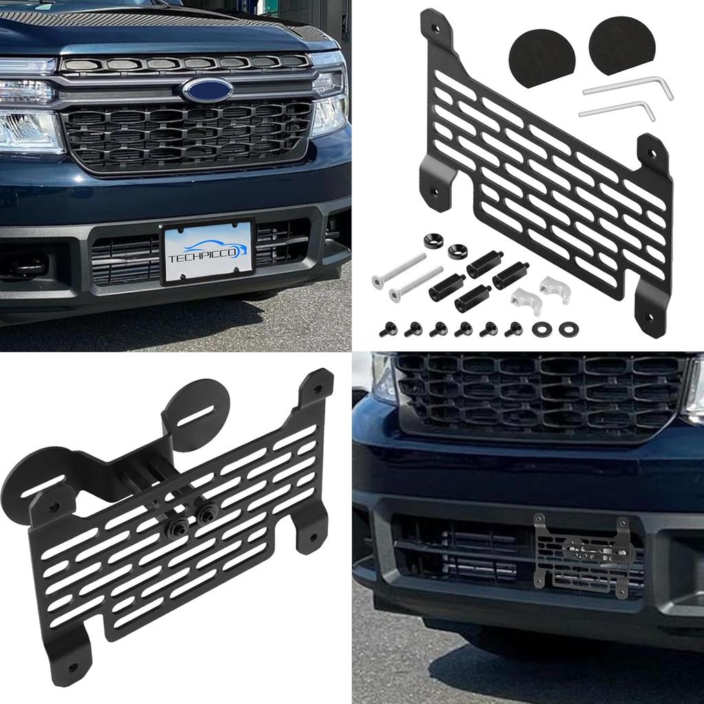 License Plate Frames For Maverick -2025, No Drill Front License Plate Bracket Holder Compatible With Ford Maverick -2025 (Black) | Fits Most Of