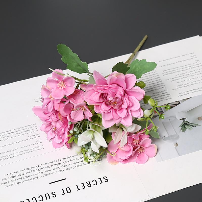 Spring Dahlia Silk Flowers: Artificial Floral Decoration for Dining Table, Home Ornament, or Photography Prop