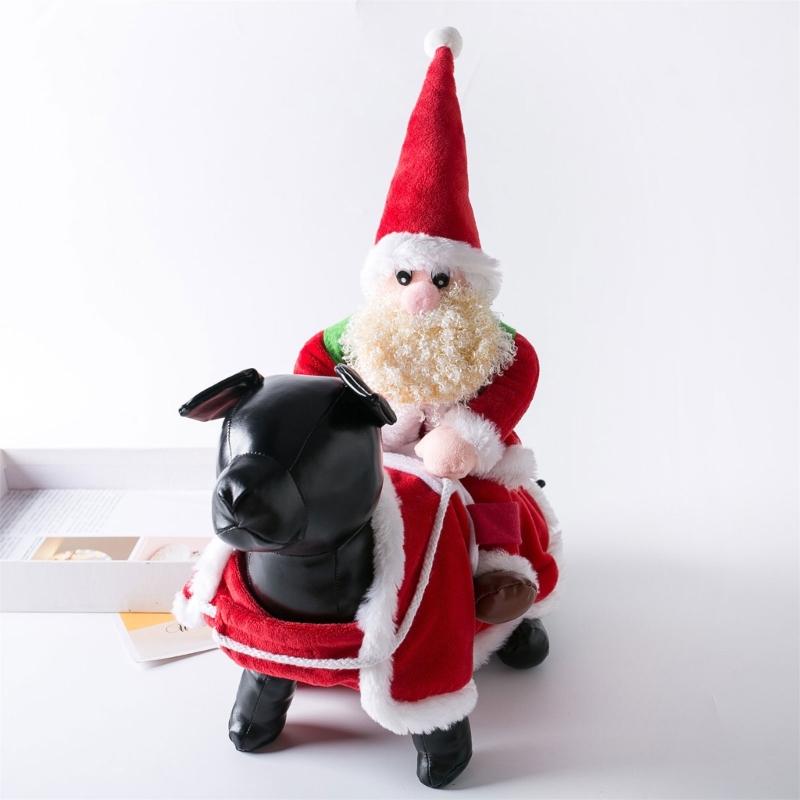 Funny Pet Christmas Outfit With Ride On Design For Small Dog Cats Holiday Celebration Dressingup Santa Claus Costume