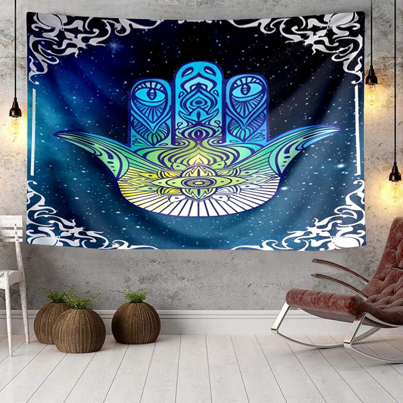 Colorful Hamsa Mandala Pattern Tapestry Room Decoration Wall Hanging for Living Room Bedroom, Dormitory, Birthday and Christmas Gifts