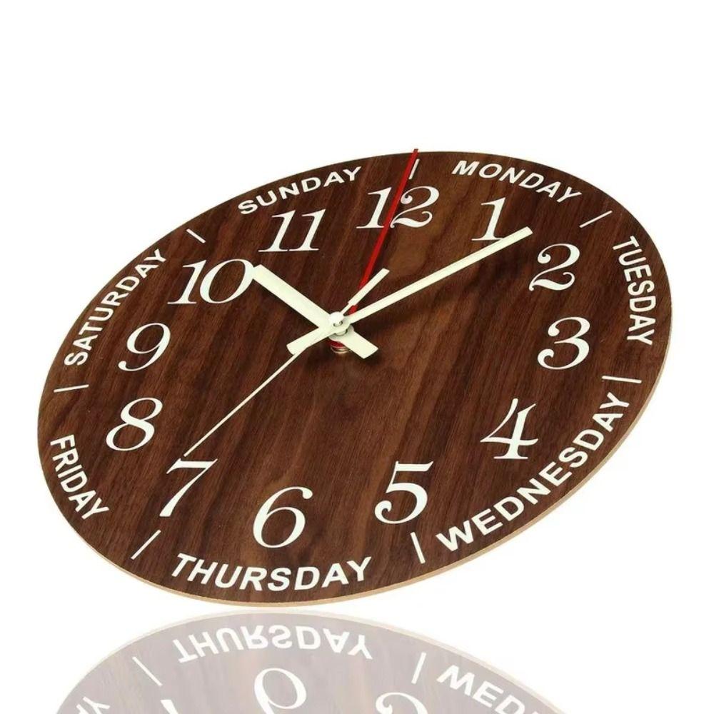 Non-Ticking Luminous Wall Clock Silent Glow In The Dark Night Light Hanging Clock 12 Inch Numerals&Hands Round Quartz Clock