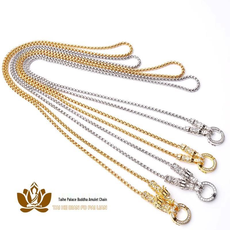 18K vergoldete Drachenkopf-Amulett-Halskette mit mikrogefassten Diamanten - Unisex-Mode