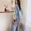 2025 European Fashion Oversized Denim Jacket - Spring/Autumn Women's Colorful and Age-Reducing