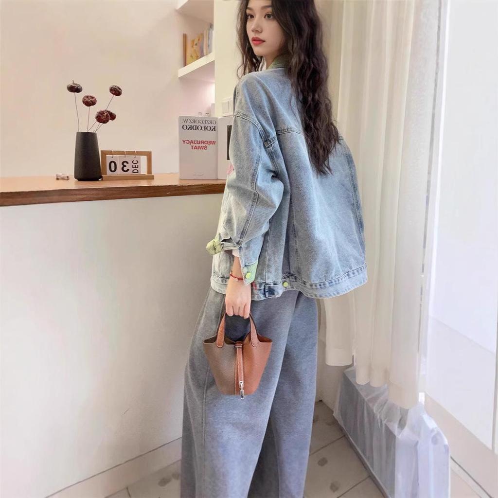 2025 European Fashion Oversized Denim Jacket - Spring/Autumn Women's Colorful and Age-Reducing