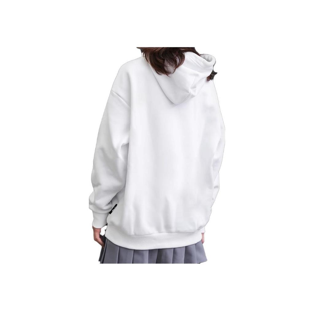 Li Ning Logo Embroidered Casual Hooded Pullover Fleece Sweatshirt Unisex Sweatshirt White AWDR615-1
