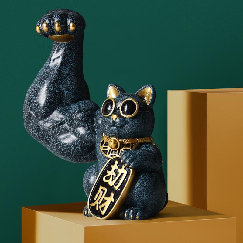 

Robust Cat Figurine: Strong, Good Luck Welcoming Gift for Shops with Functional Cash Register Ornament