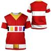 Red Ranger Costume T-Shirt Unisex Power Rangers Inspired 3D Print Cosplay Short Sleeve Casual Costume Graphic Tee For Fans