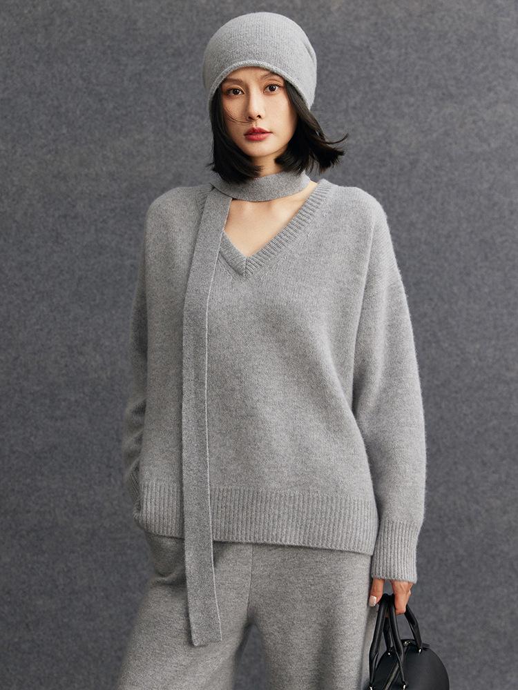 Women's Cashmere Knitwear: Solid Color Loose Fit for Autumn/Winter