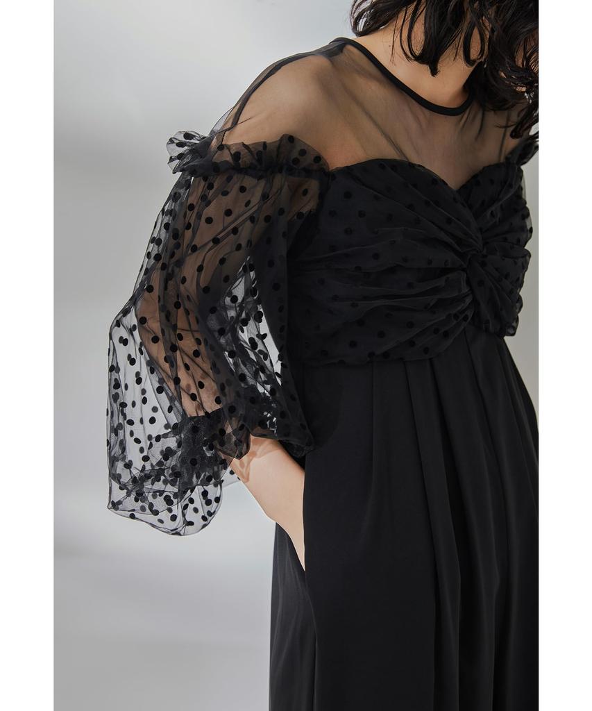 Flocked Dot Pants Party Tulle S [niana] Dress, Dress, Wedding, All-in-One, Black,