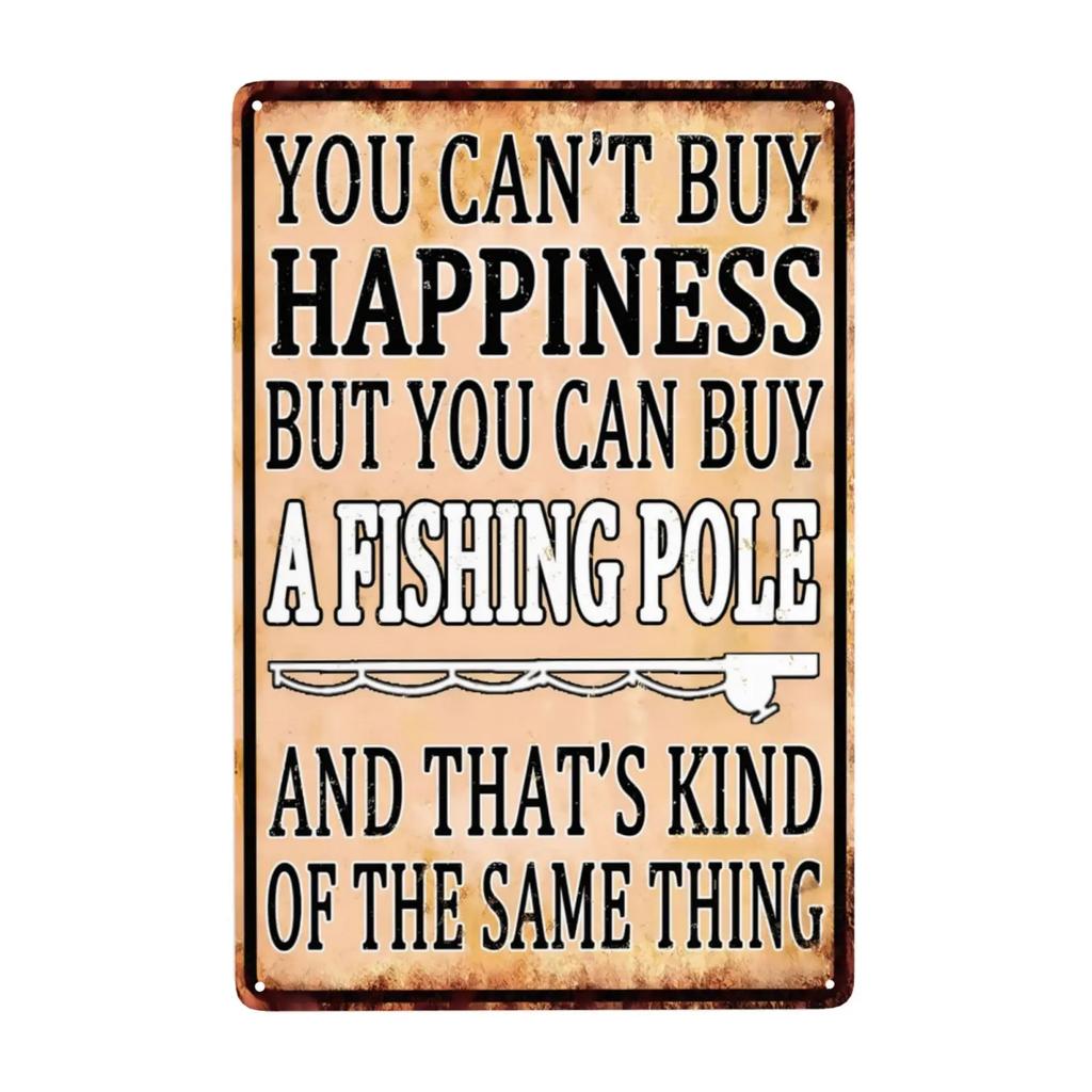 1pc Vintage Fishing Metal Signs Fish Cabin Lake House Sign Gifts for Fisherman Fishing Wall Art Funny Decor for Home 8x12 Inc