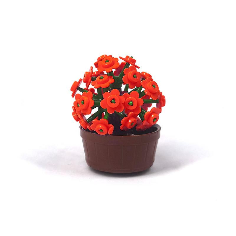 Potted garden plants small particles mosaic assembly building block toy leaves small flowers landscape ornament