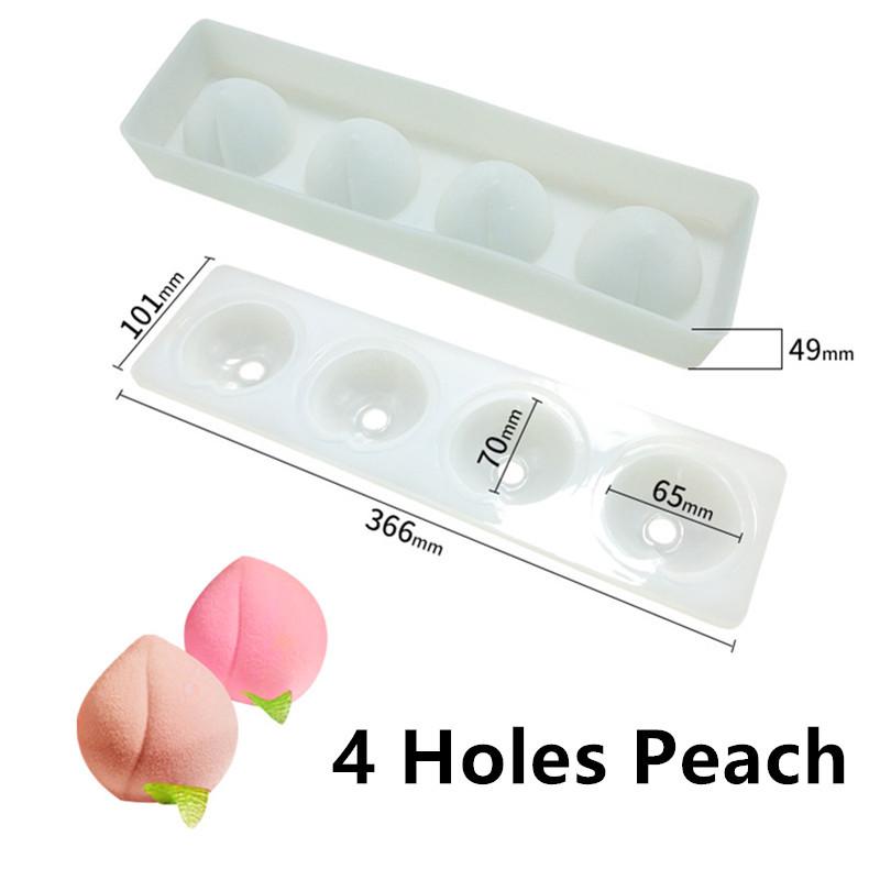 3D Fruchtmousse Silikon Kuchenformen: Birne, Apfel, Ananas, Pfirsich, Durian, Himbeere.