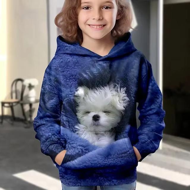 Kinderkleidung Mädchen Hoodies Langarm 3D Cartoon Print Kinder Frühling Herbst Kleidung Oberteile Outdoor Freizeit Polyester Mädchen Kleidung