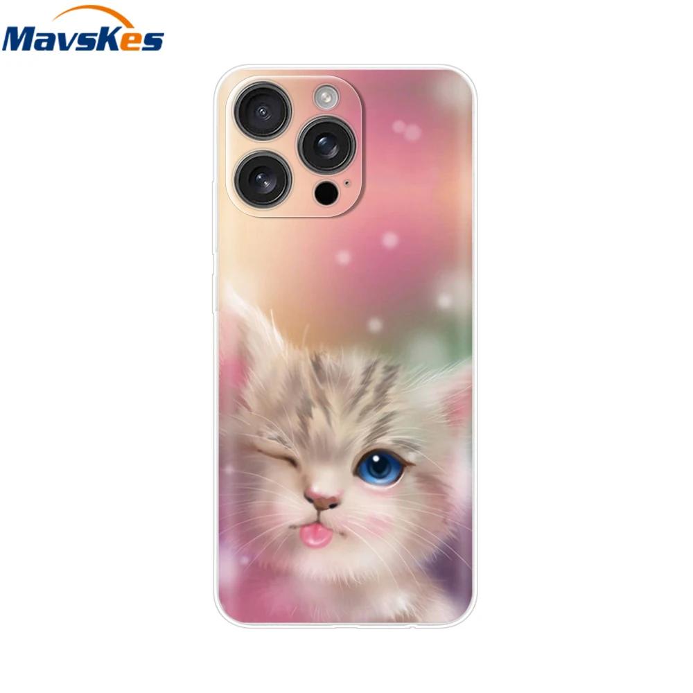 For iPhone 16 Pro Case 16 Plus Lovely Heart Soft Silicone TPU Painted Phone Cases for Apple iPhone16 Pro Max Cover Shell New Bag