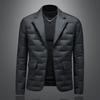 Mens Winter Down Jacket With Notched Lapel Casual Warm Outerwear 86-90% White Duck