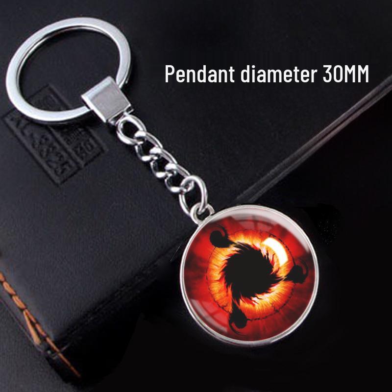 Naruto Sharingan Time Gem Silver Keychain Ornament