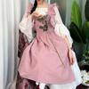 Cross Back Apron Kitchen Apron Ruffled with Pockets for Chef Gardening Pink Work Women with Big Pinafore Dress Cooking Baking
