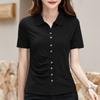 Damen Sommer Neues Revers Kurzarm T-Shirt Slim Dünn Lässig Halbarm POLO-Shirt