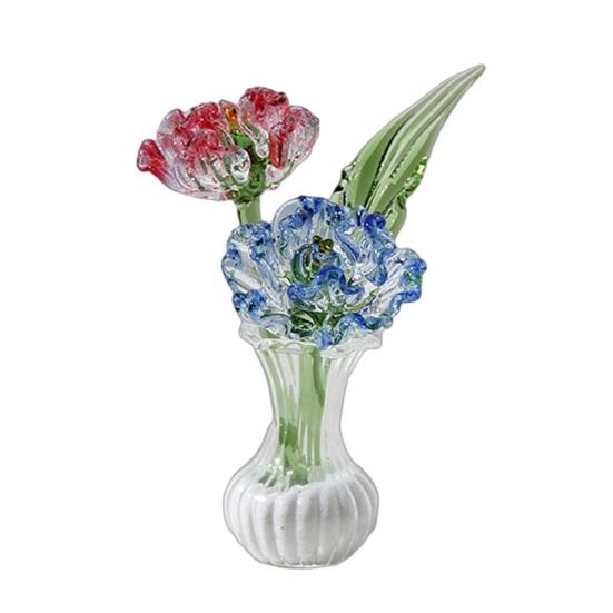 Mini Artificial Glass Flowers Hand-Blown Stained Glass Flowers Miniature Flower