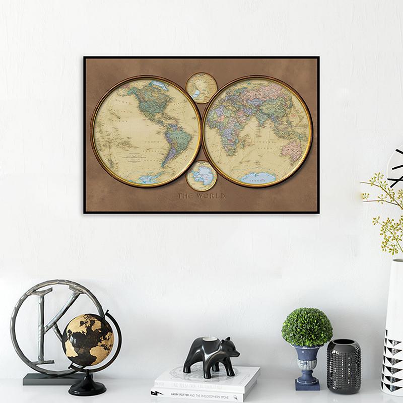 Vintage The World Map Posters and Prints Wall Art Pictures Painting for Office,Home Decoration
