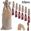 10 Stück Jute Weinbeutel Jute Weinflaschenbeutel mit Kordelzug Wiederverwendbare Weingeschenktüten mit Anhängern für Party Blindverkostung Birt