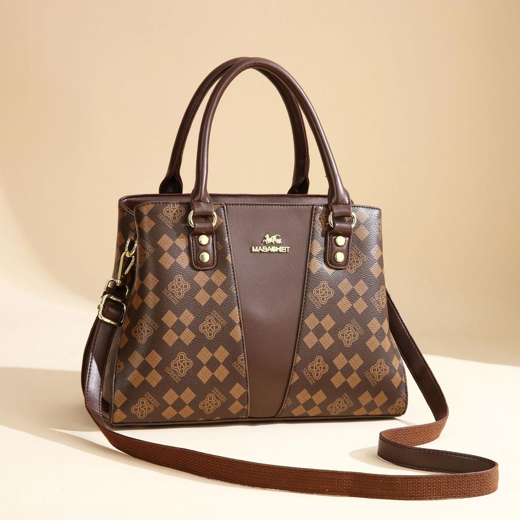 Pu women's bag portable 2025 niche women's bag large capacity shoulder messenger bag high sense tote bag women