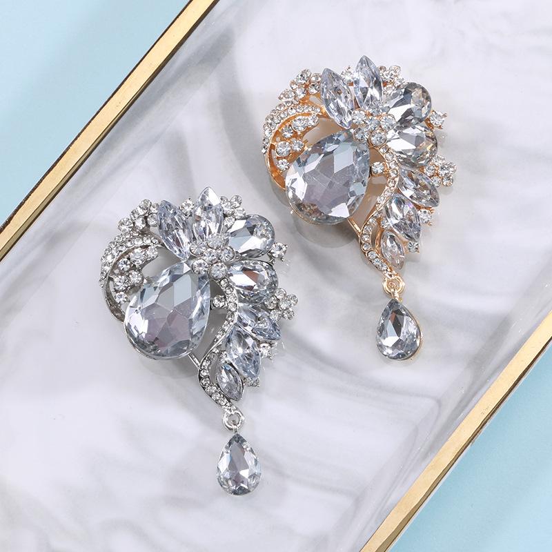 African Exaggerated Personality Colored Large Crystal Glass Brooch Fashion Brooch Women'S Clothing Accessories