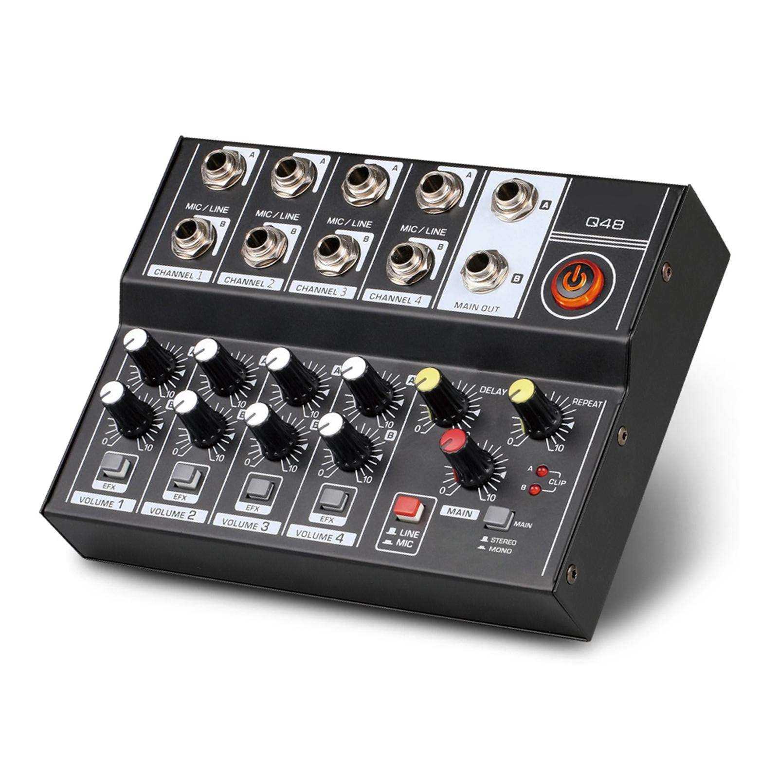 

8-канальный многофункциональный USB аудиомикшер Портативный звуковой микшер Профессиональный для домашнего использования Двойные микрофонные входы Звуковой микшер чёрный