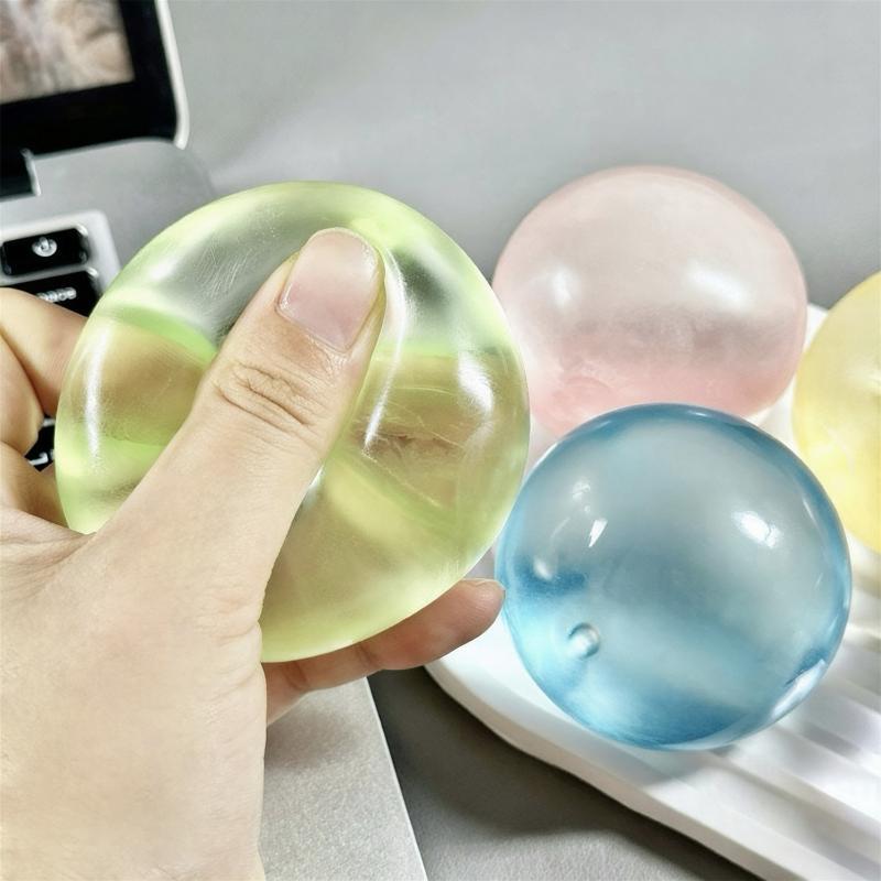 1Pcs Soft Transparent Coconut Maltose Squeeze Ball Stress Relief Fidget Toy for Classroom Quiet Fidgeting Use