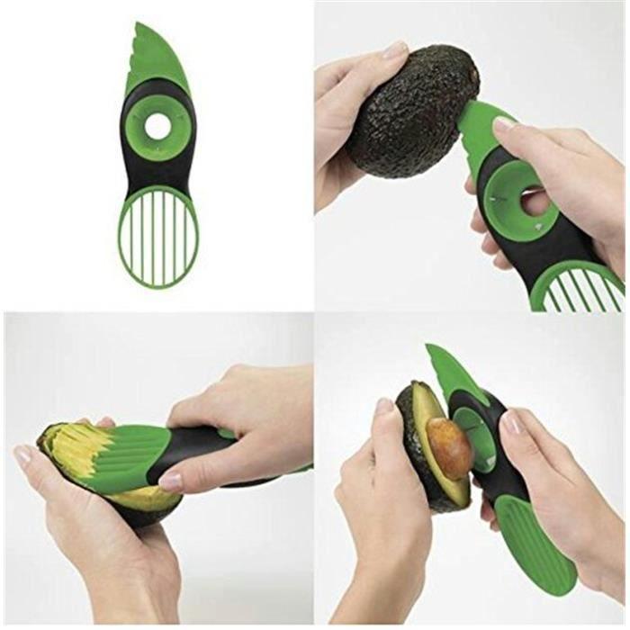 3-in-1 Avocado Slicer Kitchen Tool Green Fruit Slices Kitchen Slicer Avocado Peeler Skinner Multi-Tool