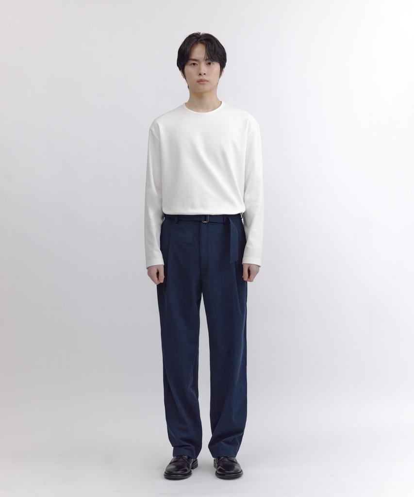 NONBLANK [Summer] Summer Cool Touch Belted Wide Fit Pants_Deep Sea Navy