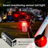 Luz trasera inteligente para bicicleta con sensor de radar, luz de advertencia LED para ciclismo
