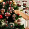 12pcs Christmas Tree 2D Wooden Hanging Decoration Set with Mobile Santa Claus and Hot Air Balloon-Xmas Perfect Holiday Gift Deco