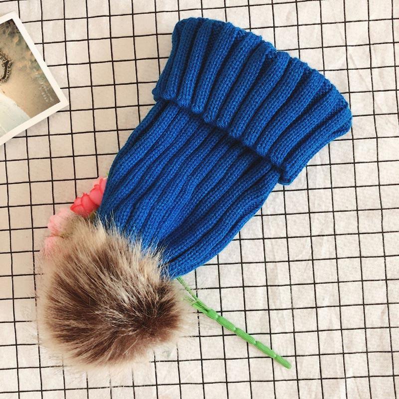 Cozy Womens Winter Hat With Fluffy Pom-pom And Stylish Folded Cuff Design