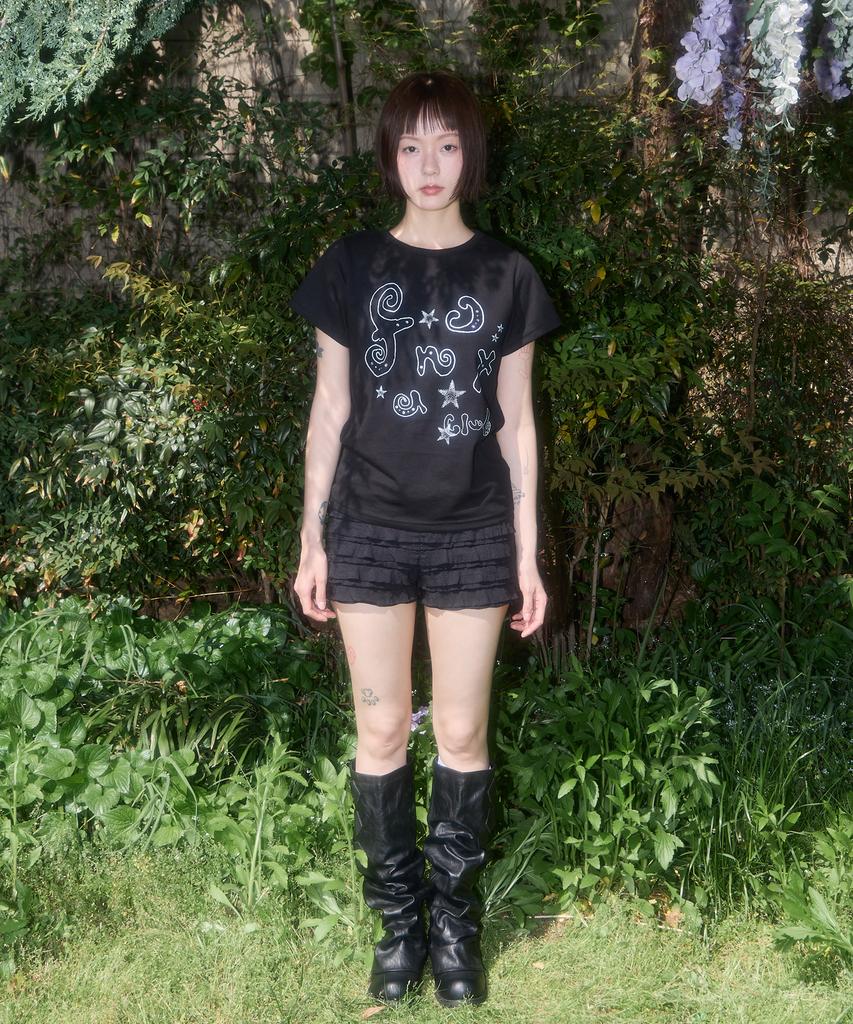 FANCY CLUB Glitter Maisie Logo Tee (Black) F25Qb125