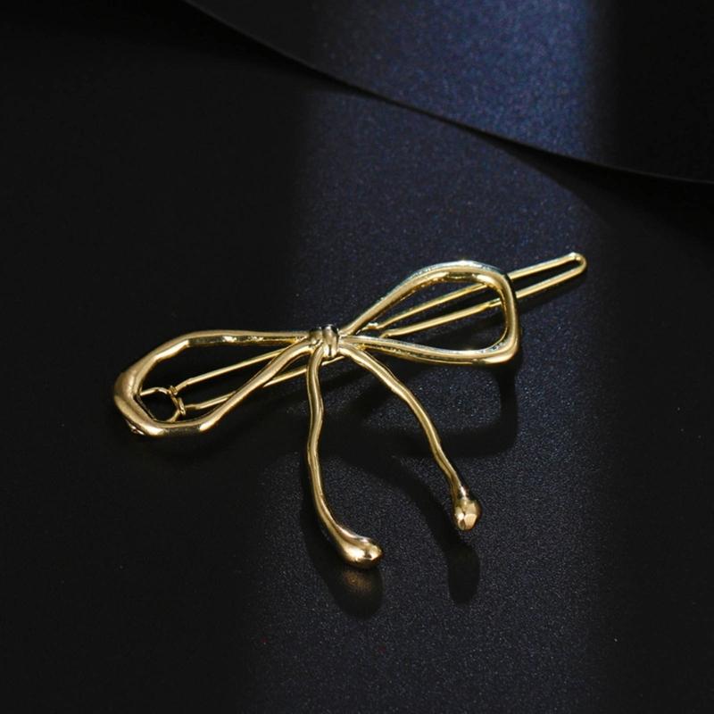 Elegant Bowknot Hairpin with a Twist Stylish Metal Hollow Barrettes Delicate Hair Accessories for Women Hair Decoration