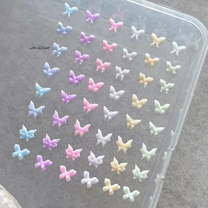 50Pcs Crystal Rhinestones Nail Art Sparkle Butterfly Shapes Charms Jewelry for Luxury 3D Nail Design Accessories