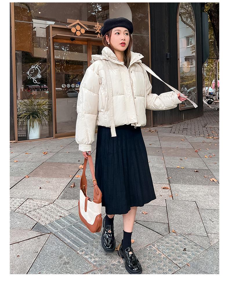 Women’s Short Hooded Windproof Thicken Warm Winter Jacket With Raglan Sleeves