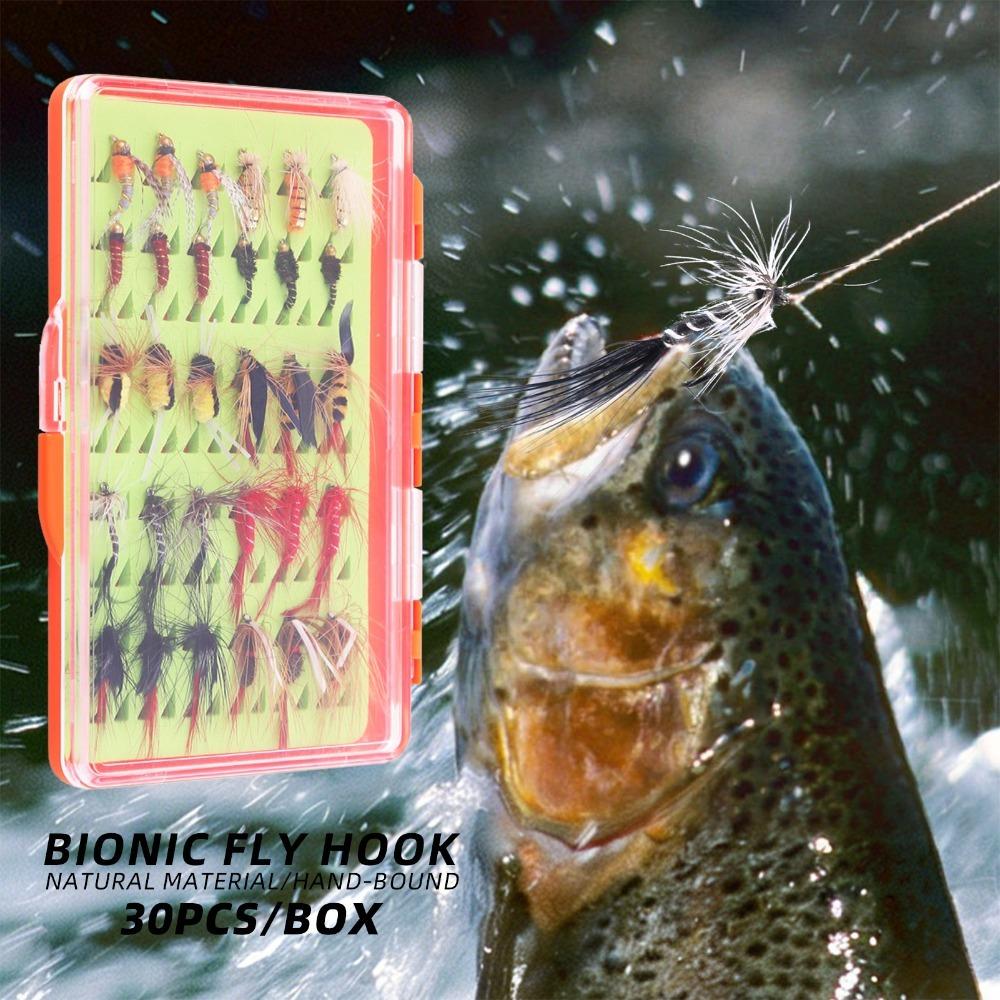 30/32PCS with Carbon Steel Hook Fly Fishing Lures Lightweight Fly Fishing Bait Kit  For Trout