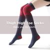 Women Thigh High Toe Socks Five Finger Striped Anti-slip Leg Warmer Dance Yoga Long Boot Stockings