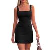 Women's Fashion Sleeveless Square Neck Tank Top Beach Casual Dress
