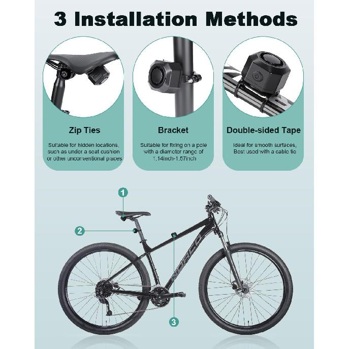 Max 110DB Bike Alarm,Bike Alarms For Ebikes Rechargeable Motorcycle Alarm With Remote,7 Levels Sensitivity Bicycle Alarm, Anti Theft Bicycle Alarm&