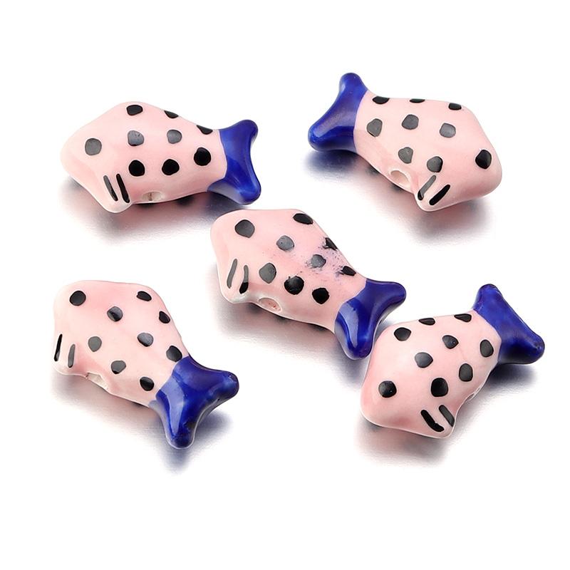 5 Stück Mini Keramik Fischperlen Niedliche Glasierte Porzellan Anhänger Lose Abstandshalter Perlen Für Schmuck Diy Handgefertigte Armbänder Anhänger Zubehör