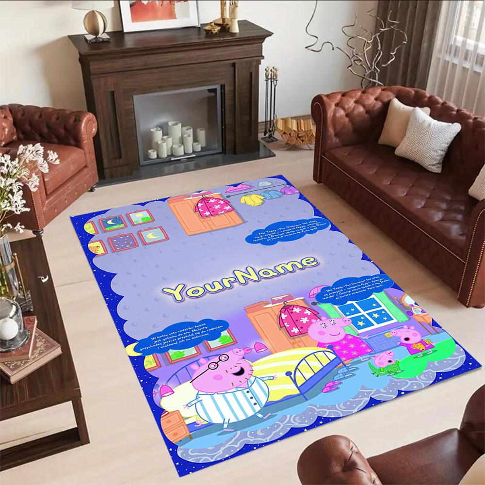 Peppa Pig Customize Text Area Rug Perfect for Decorate room Dining Room Hallway Living Rooms Anti-slip Rug Anime Office Decor Spiritual Gift