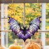 1pc Stained Glass Effect Acrylic Bat Hanging Decoration Gothic Halloween Window Decor Colorful Suncatcher for Home Party Decor Gift