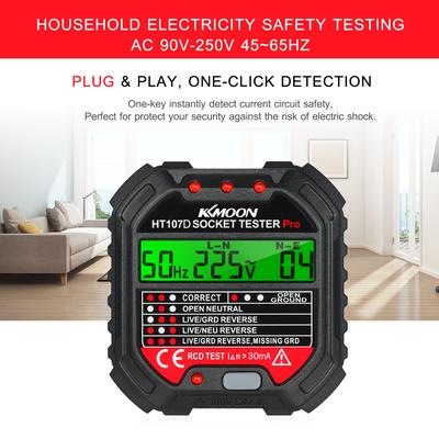 KKmoon GFCI-Steckdosentester mit Spannungsanzeige, 90–250 V, Steckdosentester, automatischer Stromkreis