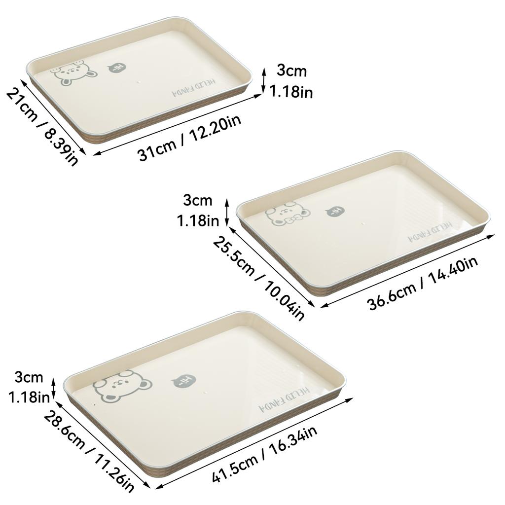 Rectangle Food Tray Cute Capybara Plastic Snack Cake Dessert Plate Large Capacity Stackable Storage Tray Tea Tray Tableware